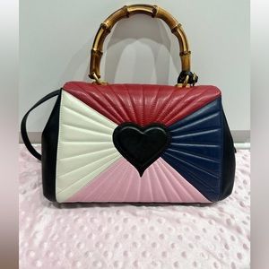 Calfskin Bamboo Trapuntaga Queen Margaret TopHamdle Bag Mystic